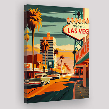 Las Vegas Strip 1960s Retro Art Print, Las Vegas Strip, Canvas Print, Painting Canvas, Living Room Decor
