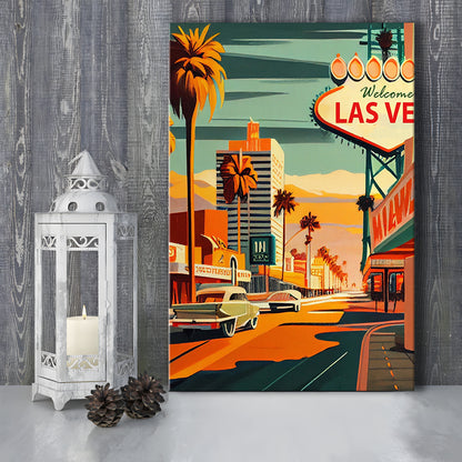 Las Vegas Strip 1960s Retro Art Print, Las Vegas Strip, Canvas Print, Painting Canvas, Living Room Decor