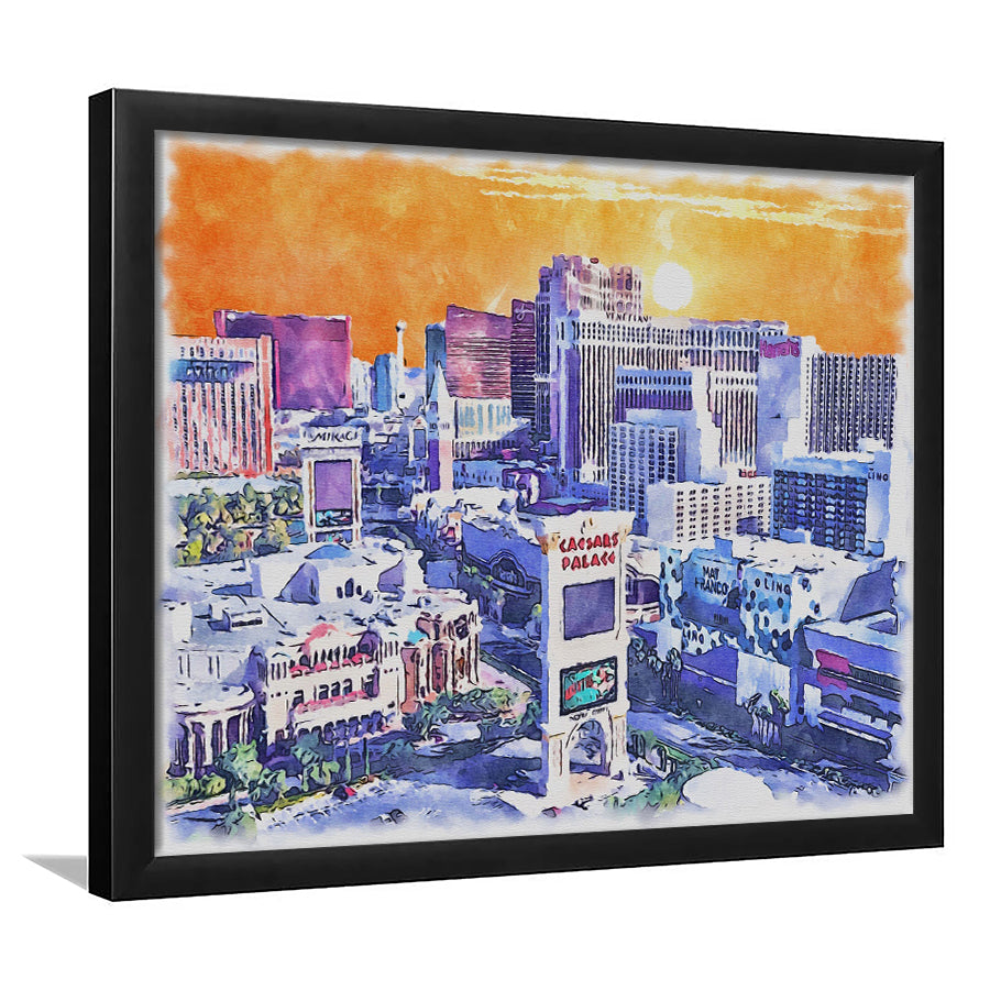 Las Vegas Watercolor, Las Vegas Nevada Painting, Sport Gift Art, Framed Art Print Wall Decor