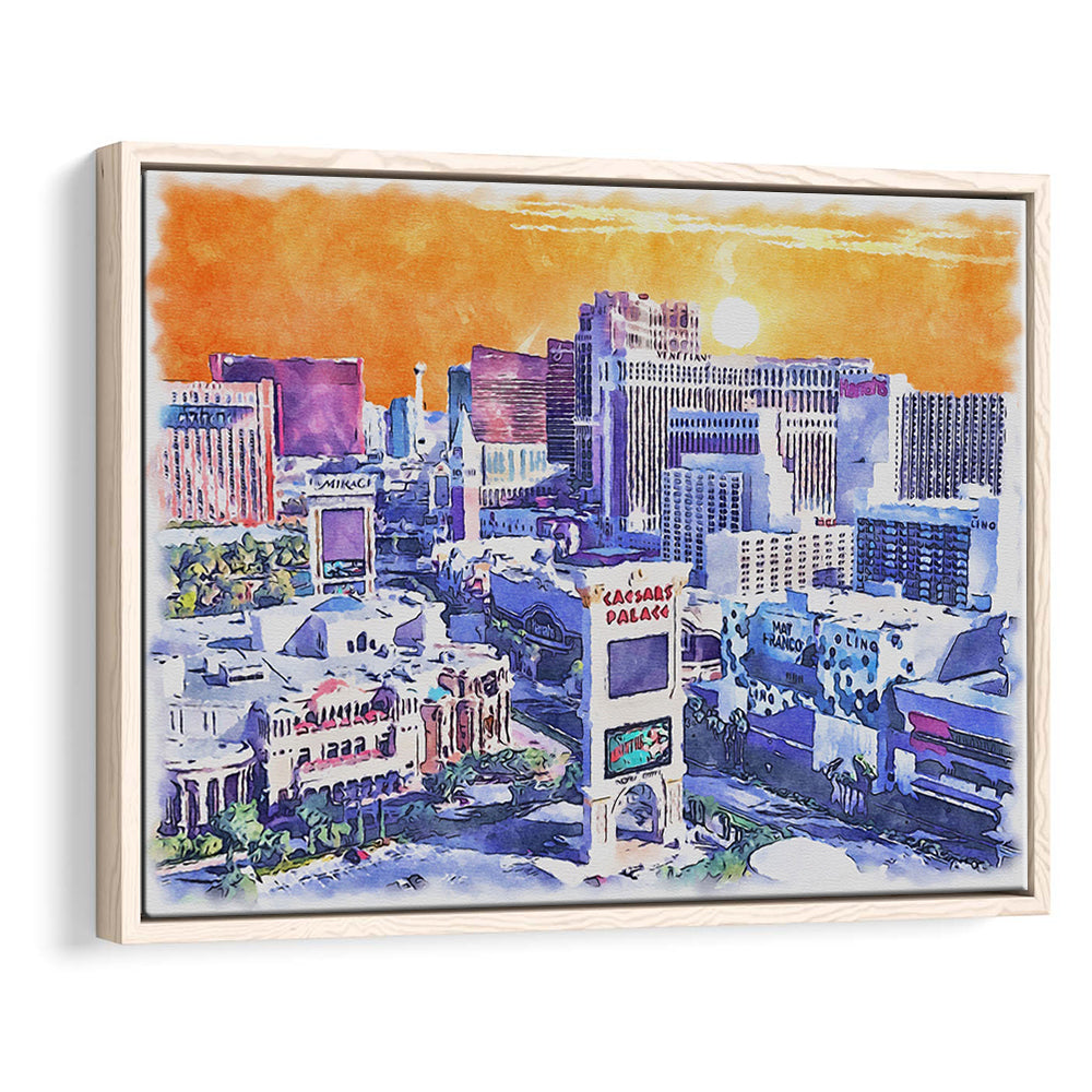 Las Vegas Watercolor, Las Vegas Nevada Painting, Sport Gift Art, Framed Canvas Print Wall Art