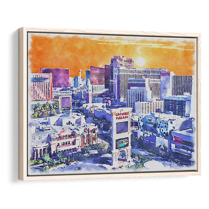 Las Vegas Watercolor, Las Vegas Nevada Painting, Sport Gift Art, Framed Canvas Print Wall Art