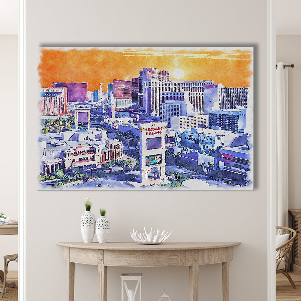Las Vegas Watercolor, Las Vegas Nevada Painting, Sport Art, Gifts for him, Canvas Print Wall Art