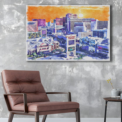Las Vegas Watercolor, Las Vegas Nevada Painting, Sport Art, Gifts for him, Canvas Print Wall Art