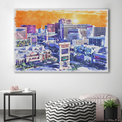 Las Vegas Watercolor, Las Vegas Nevada Painting, Sport Art, Gifts for him, Canvas Print Wall Art