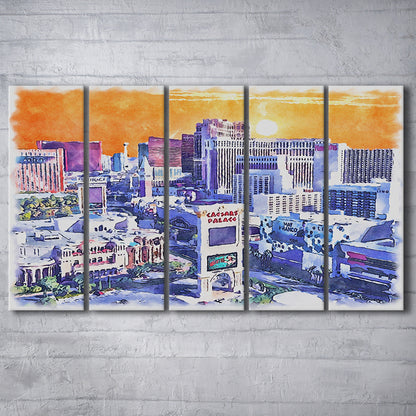 Las Vegas Watercolor, Las Vegas Nevada Painting, Sport Art, Extra Large Canvas Print Wall Art