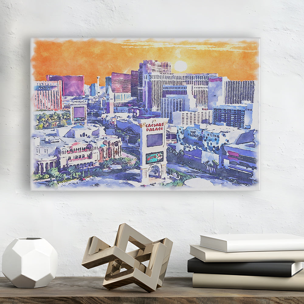 Las Vegas Watercolor, Las Vegas Nevada Painting, Sport Art, Gifts for him, Canvas Print Wall Art