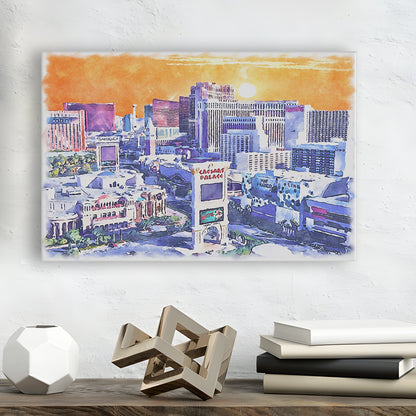 Las Vegas Watercolor, Las Vegas Nevada Painting, Sport Art, Gifts for him, Canvas Print Wall Art