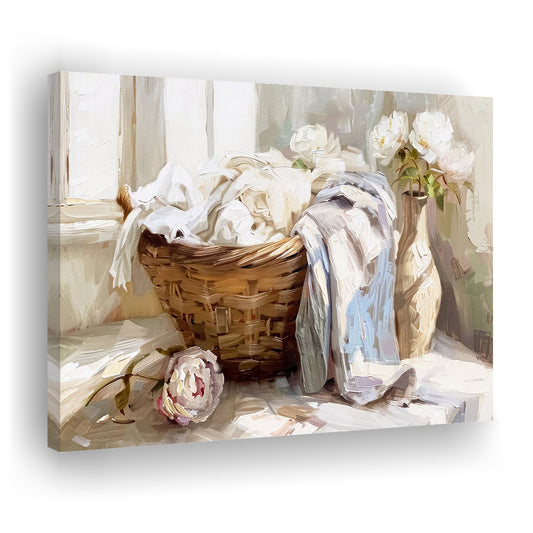 Laundry Room,Oil Painting,Vintage Print,Laundry Room Decor, Canvas Print Wall Art, Wall Decor, Painting Canvas