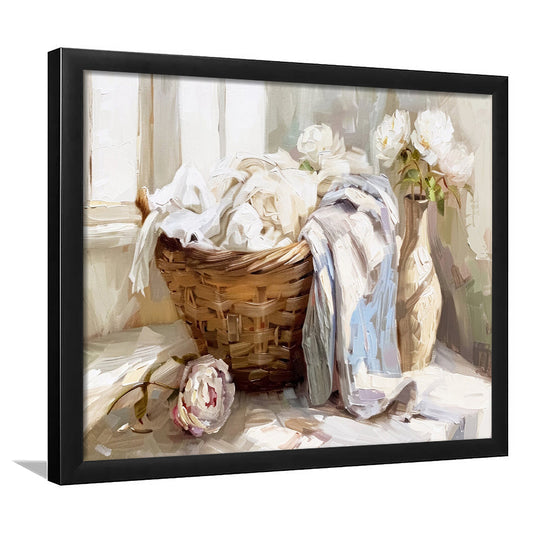 Laundry Room,Oil Painting,Vintage Print,Laundry Room Decor, Framed Art Print Wall Decor, Picture Framed
