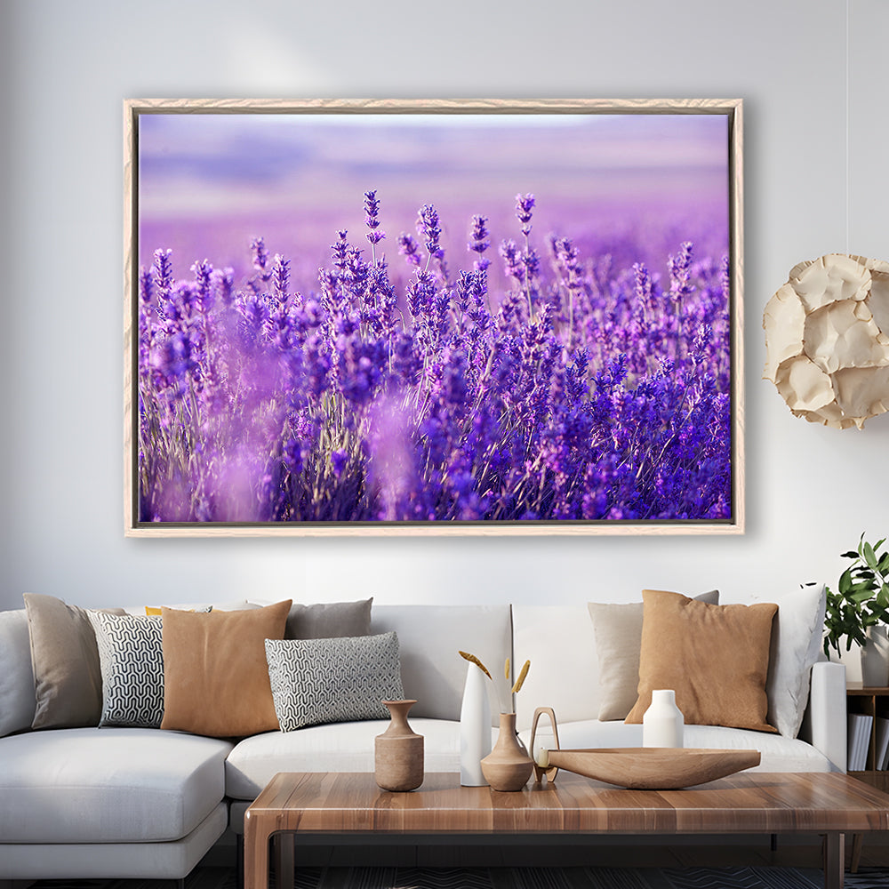 Lavender Field Canvas Print, Lavender Canvas Wall Art, Natural Wall Art Natural, Framed Cavas Print, Floating Frame