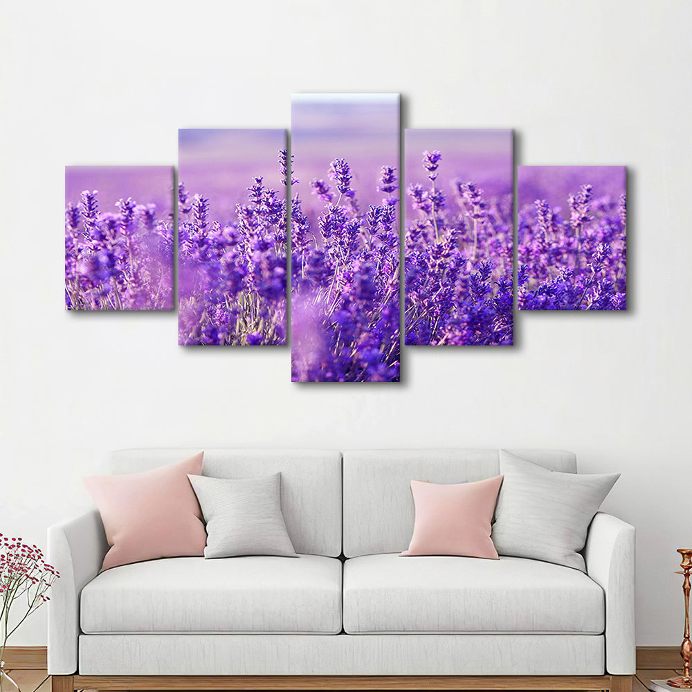 Lavender Field Canvas Print, Lavender Canvas Wall Art, Natural Wall Art Decor, 5 Piece Large Cavas Print Wall Art