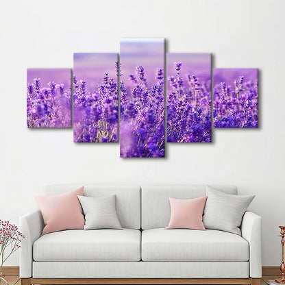 Lavender Field Canvas Print, Lavender Canvas Wall Art, Natural Wall Art Decor, 5 Piece Large Cavas Print Wall Art