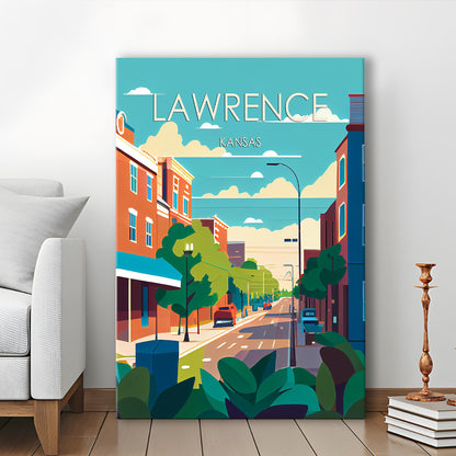 Lawrence Kansas Retro Art Print, Lawrence City Wall Art, Canvas Print, Painting Canvas, Living Room Decor