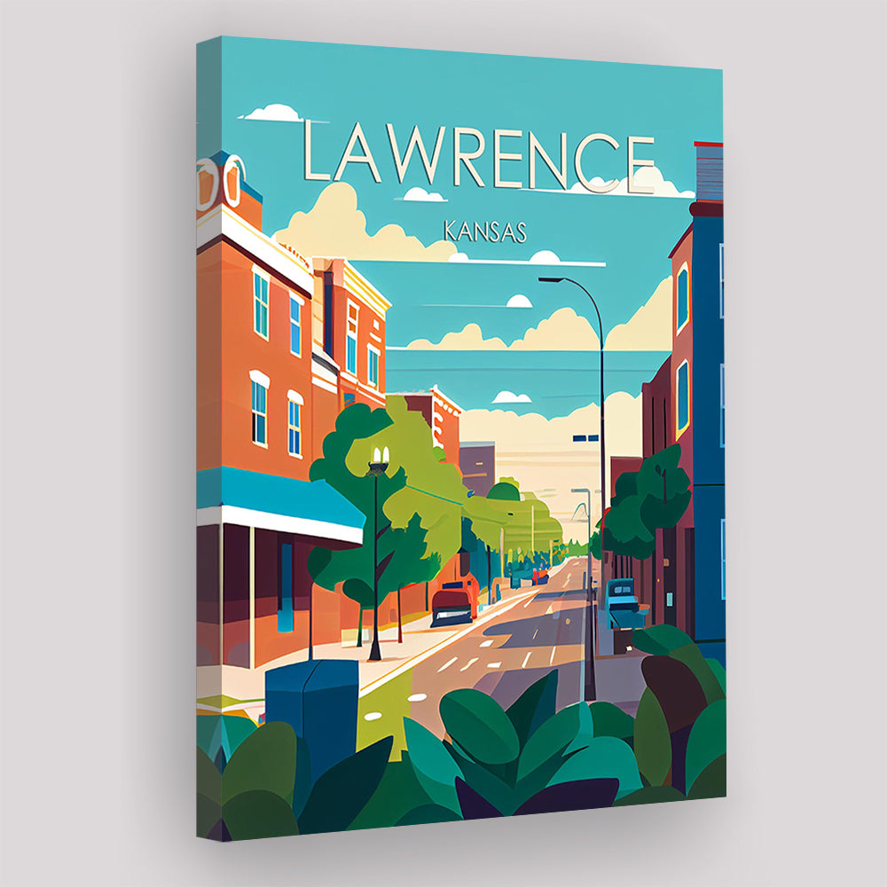 Lawrence Kansas Retro Art Print, Lawrence City Wall Art, Canvas Print, Painting Canvas, Living Room Decor