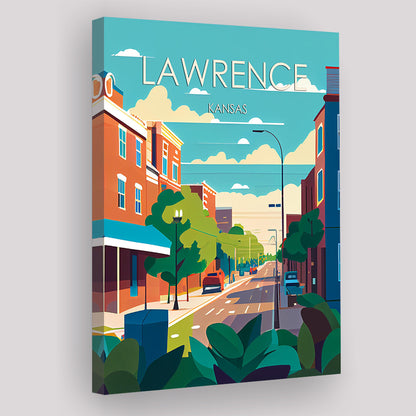 Lawrence Kansas Retro Art Print, Lawrence City Wall Art, Canvas Print, Painting Canvas, Living Room Decor