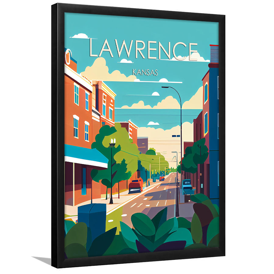 Lawrence Kansas Retro Art Print, Lawrence City Wall Art, Framed Art Print, Picture Framed, Painting Art