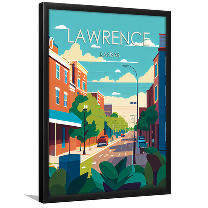 Lawrence Kansas Retro Art Print, Lawrence City Wall Art, Framed Art Print, Picture Framed, Painting Art