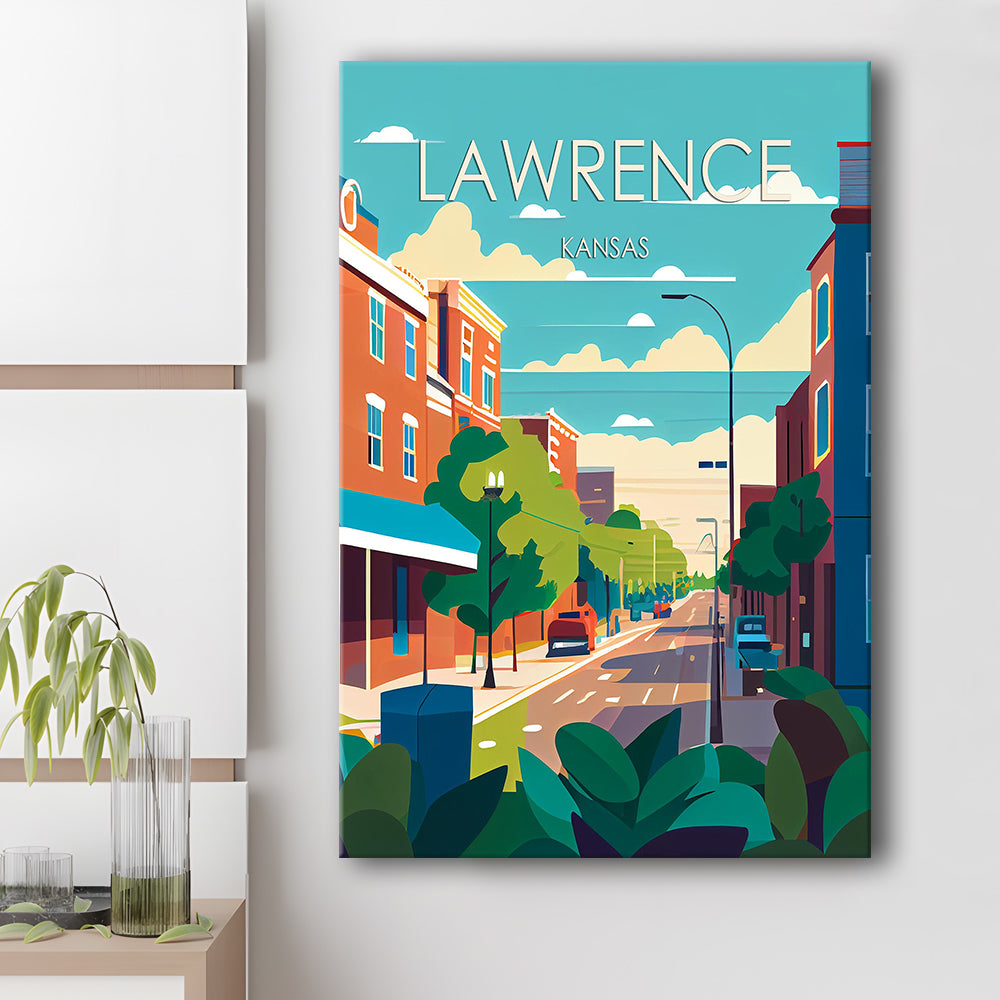 Lawrence Kansas Retro Art Print, Lawrence City Wall Art, Canvas Print, Painting Canvas, Living Room Decor