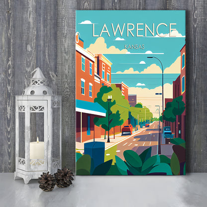 Lawrence Kansas Retro Art Print, Lawrence City Wall Art, Canvas Print, Painting Canvas, Living Room Decor