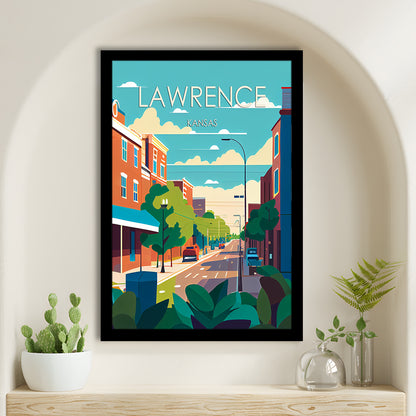 Lawrence Kansas Retro Art Print, Lawrence City Wall Art, Framed Art Print, Picture Framed, Painting Art
