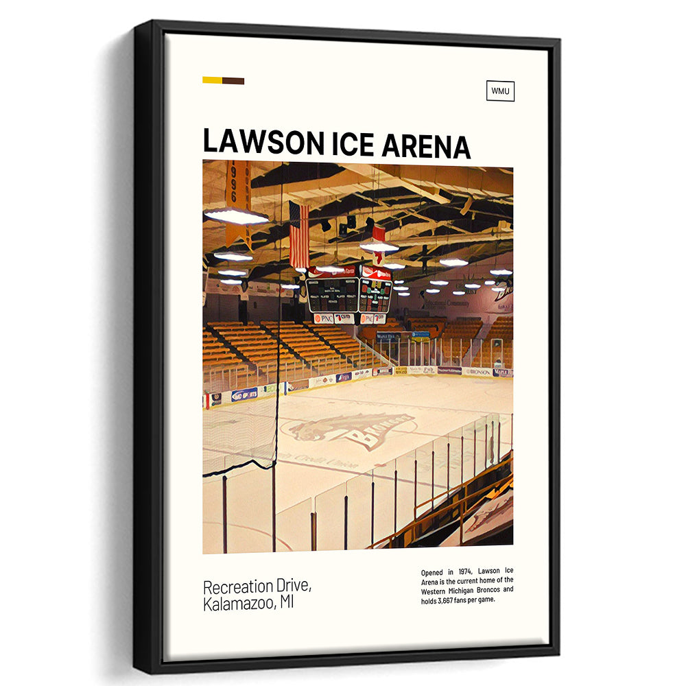 Lawson Ice Arena Print, Western Michigan Broncos Stadium Canvas Art, Man Cave Gift, Floating Framed Canvas Print Wall Art