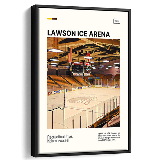 Lawson Ice Arena Print, Western Michigan Broncos Stadium Canvas Art, Man Cave Gift, Floating Framed Canvas Print Wall Art