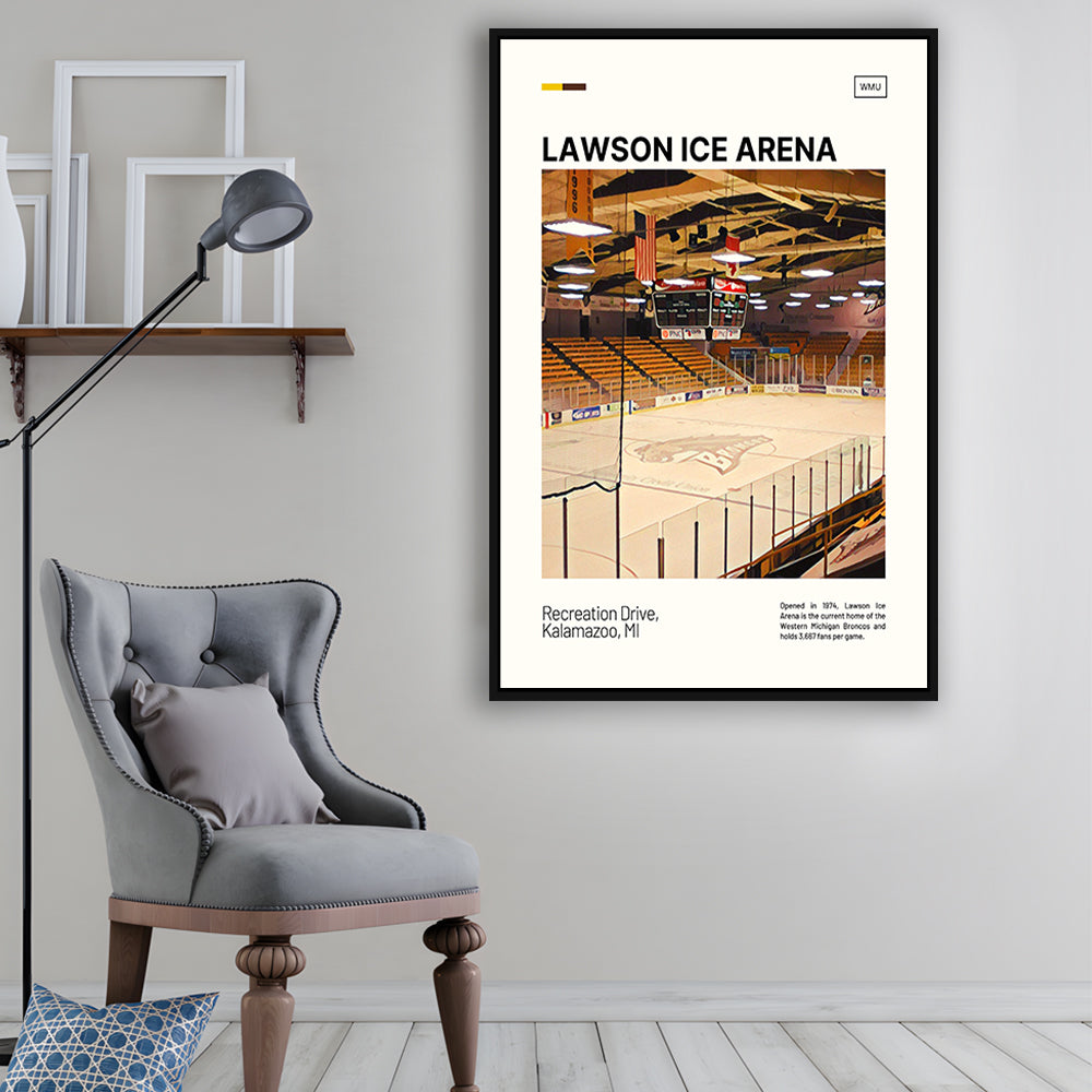 Lawson Ice Arena Print, Western Michigan Broncos Stadium Canvas Art, Man Cave Gift, Floating Framed Canvas Print Wall Art