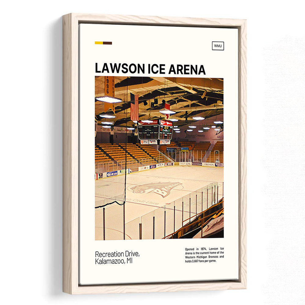 Lawson Ice Arena Print, Western Michigan Broncos Stadium Canvas Art, Man Cave Gift, Floating Framed Canvas Print Wall Art