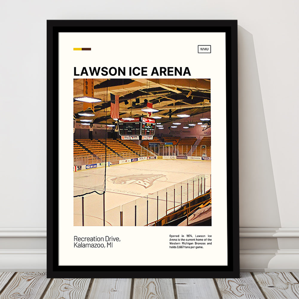 Lawson Ice Arena Print, Western Michigan Broncos Stadium Canvas Art, Man Cave Gift, Floating Framed Canvas Print Wall Art