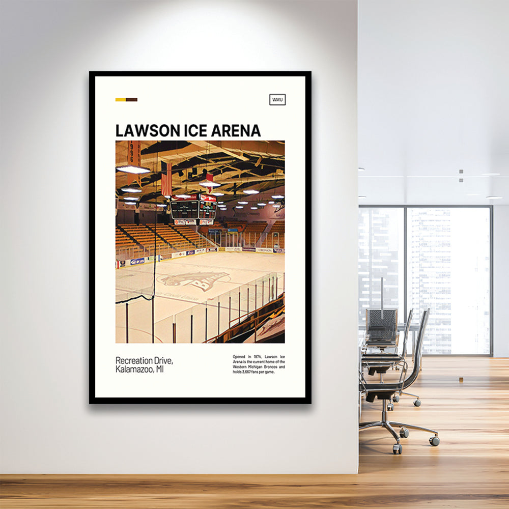Lawson Ice Arena Print, Western Michigan Broncos Stadium Art, Gifts for him, Sport Art, Framed Art Print Wall Decor