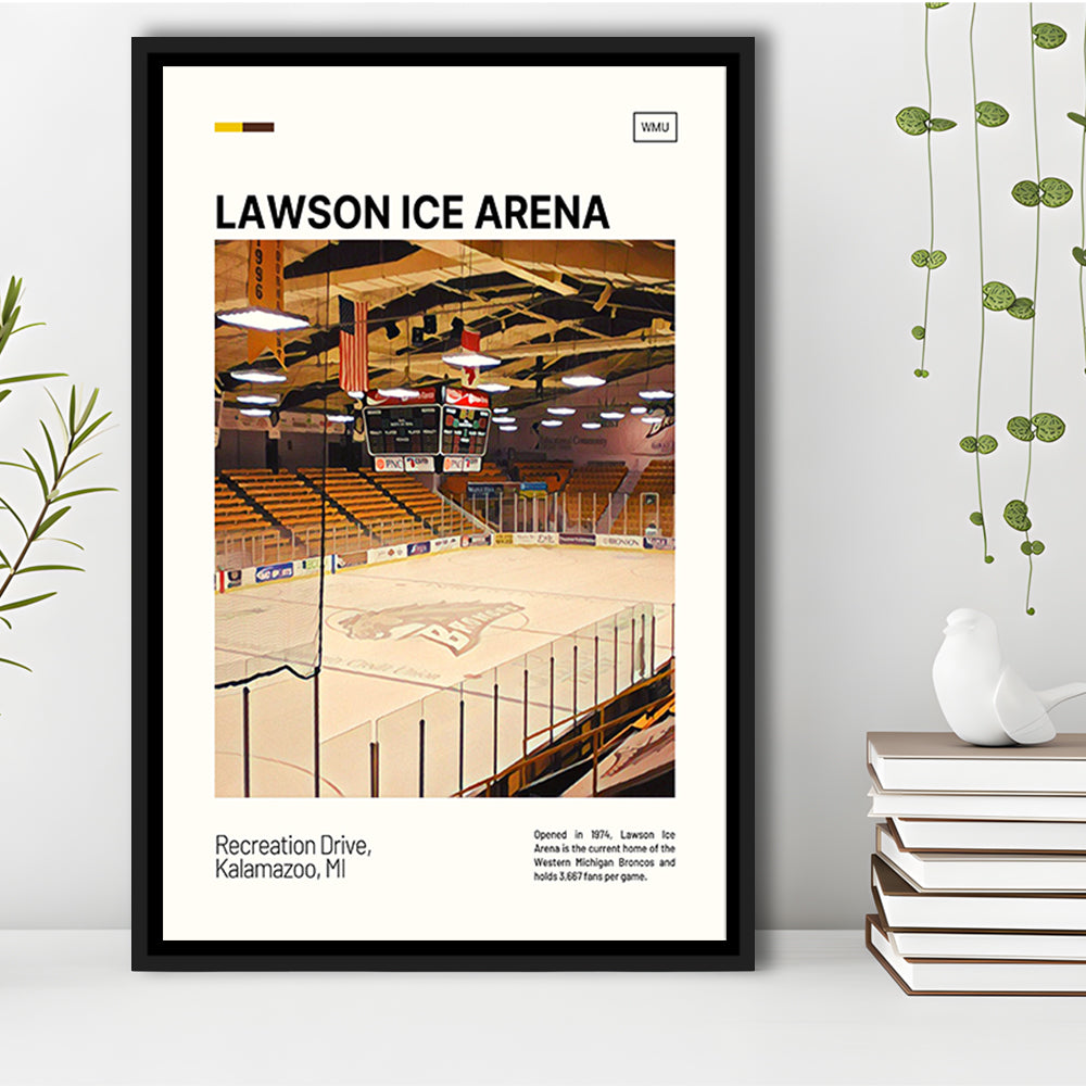 Lawson Ice Arena Print, Western Michigan Broncos Stadium Canvas Art, Man Cave Gift, Floating Framed Canvas Print Wall Art