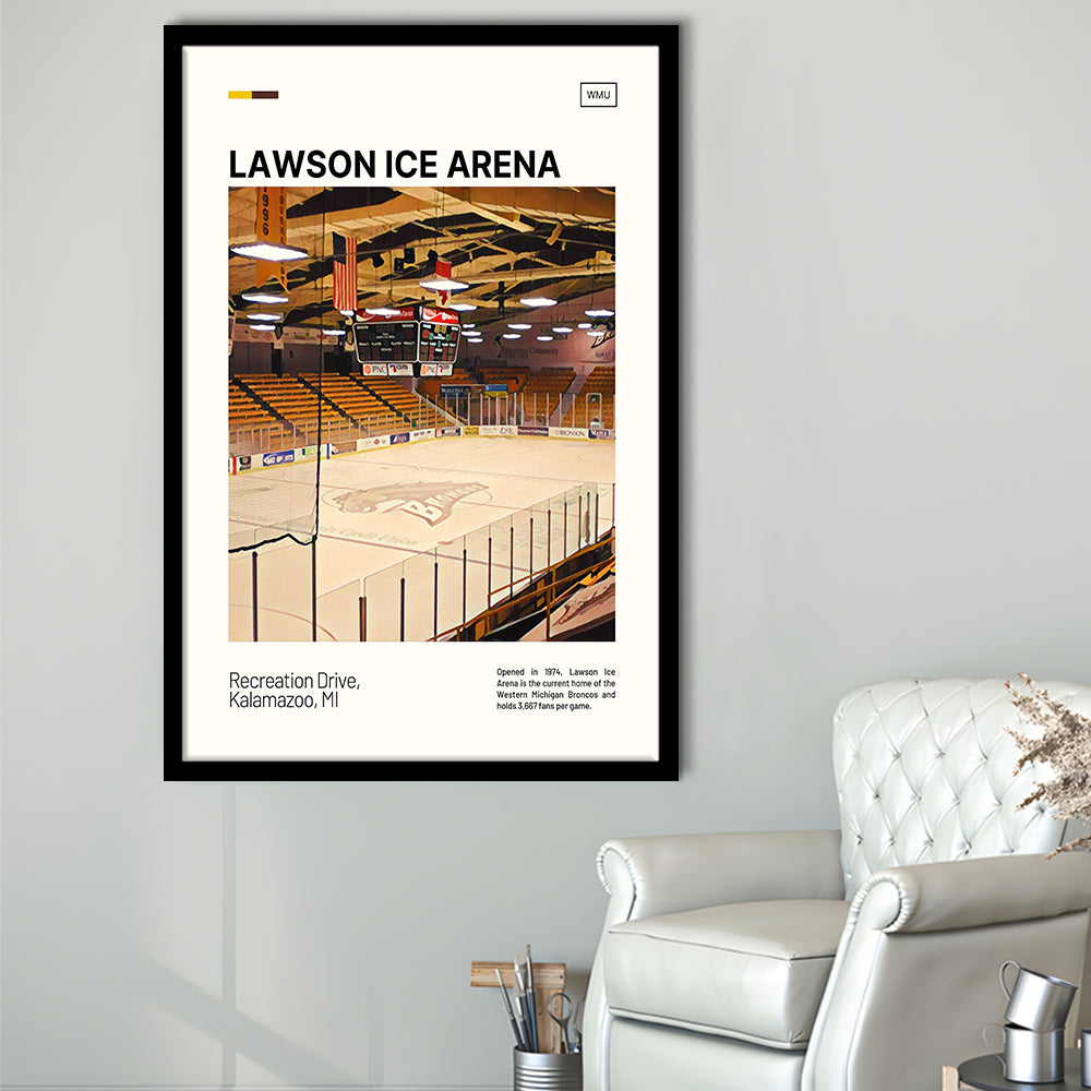 Lawson Ice Arena Print, Western Michigan Broncos Stadium Art, Gifts for him, Sport Art, Framed Art Print Wall Decor