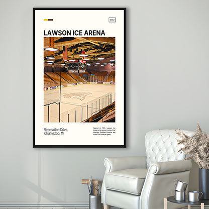 Lawson Ice Arena Print, Western Michigan Broncos Stadium Canvas Art, Man Cave Gift, Floating Framed Canvas Print Wall Art