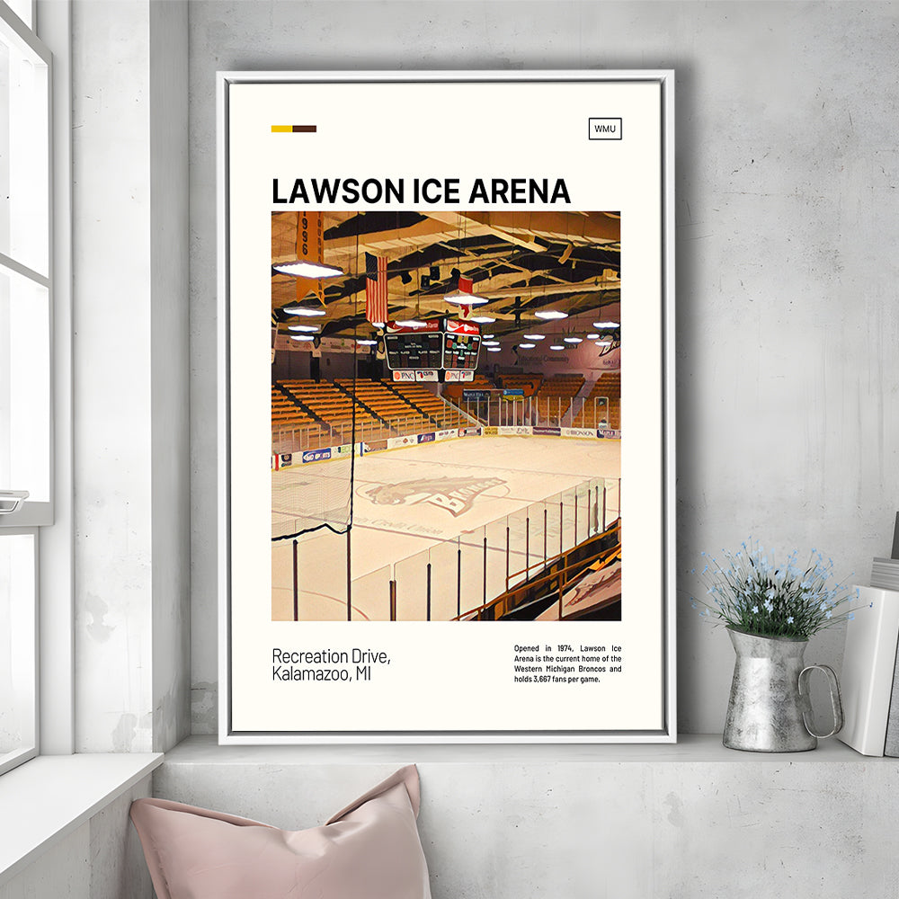 Lawson Ice Arena Print, Western Michigan Broncos Stadium Canvas Art, Man Cave Gift, Floating Framed Canvas Print Wall Art