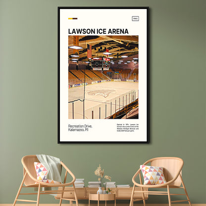 Lawson Ice Arena Print, Western Michigan Broncos Stadium Canvas Art, Man Cave Gift, Floating Framed Canvas Print Wall Art