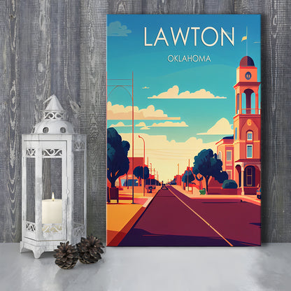 Lawton Oklahoma Retro Art Print, Lawton City Wall Art, Canvas Print, Painting Canvas, Living Room Decor