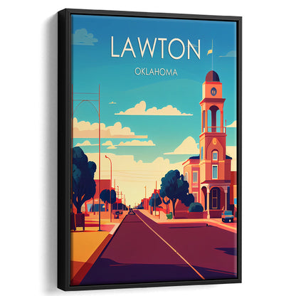 Lawton Oklahoma Retro Art Print, Lawton City Wall Art, Floating Framed Canvas Print, Framed Picture, Painting Canvas