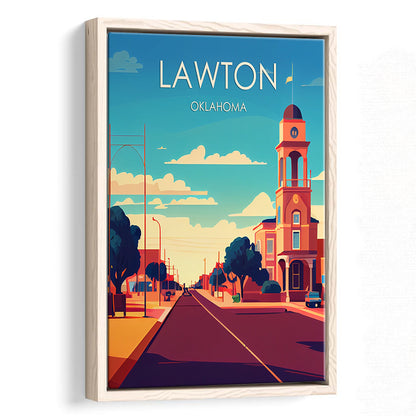 Lawton Oklahoma Retro Art Print, Lawton City Wall Art, Floating Framed Canvas Print, Framed Picture, Painting Canvas