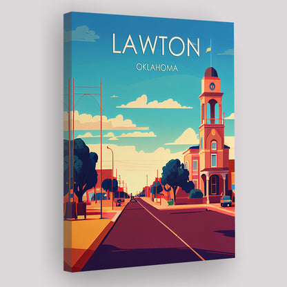 Lawton Oklahoma Retro Art Print, Lawton City Wall Art, Canvas Print, Painting Canvas, Living Room Decor