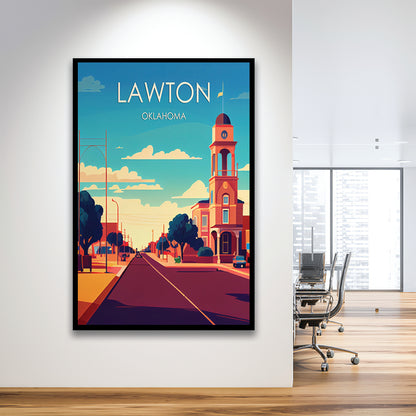 Lawton Oklahoma Retro Art Print, Lawton City Wall Art, Framed Art Print, Picture Framed, Painting Art