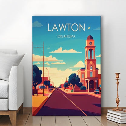 Lawton Oklahoma Retro Art Print, Lawton City Wall Art, Canvas Print, Painting Canvas, Living Room Decor