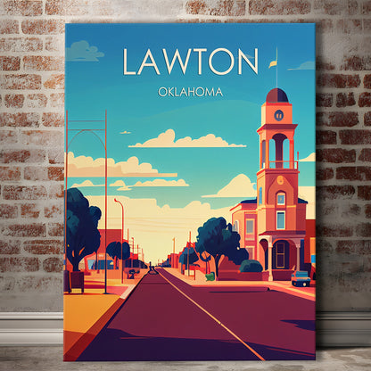 Lawton Oklahoma Retro Art Print, Lawton City Wall Art, Canvas Print, Painting Canvas, Living Room Decor