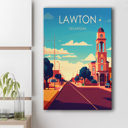 Lawton Oklahoma Retro Art Print, Lawton City Wall Art, Canvas Print, Painting Canvas, Living Room Decor