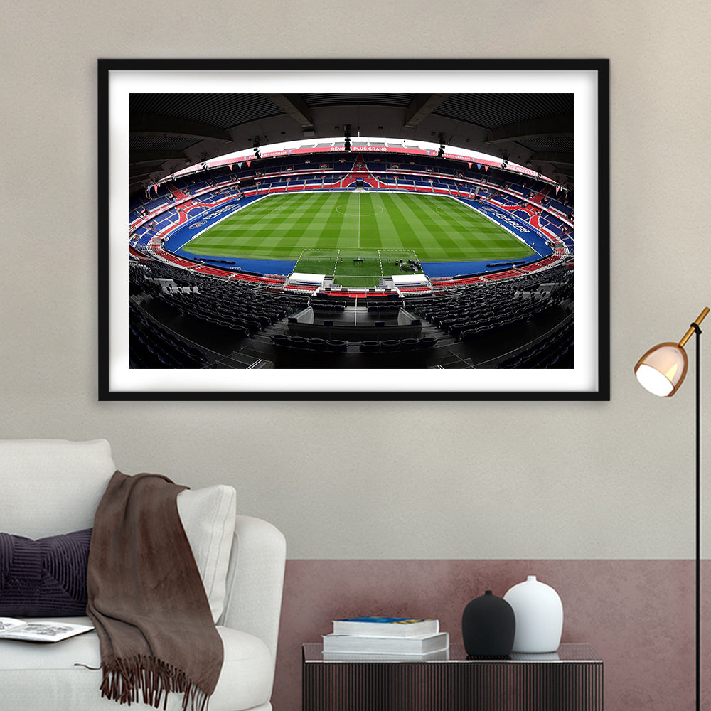 Le Parc des Princes stadium, Stadium Canvas, Sport Art, Gift for him, White Border Framed Art Print Wall Decor