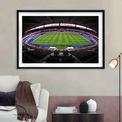 Le Parc des Princes stadium, Stadium Canvas, Sport Art, Gift for him, White Border Framed Art Print Wall Decor