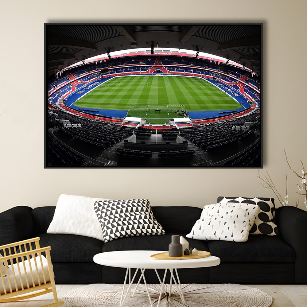 Le Parc des Princes stadium, Stadium Canvas, Sport Art, Framed Canvas Print Wall Art, Floating Frame