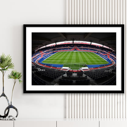 Le Parc des Princes stadium, Stadium Canvas, Sport Art, Gift for him, White Border Framed Art Print Wall Decor