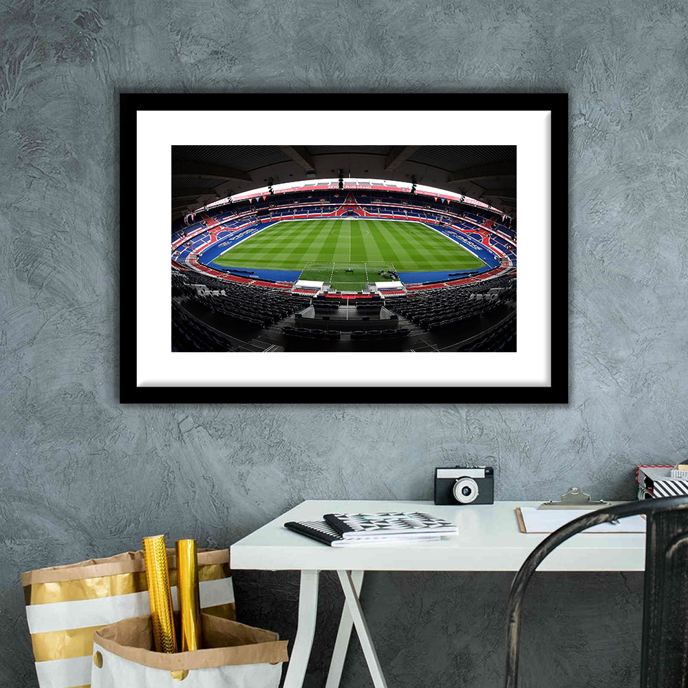 Le Parc des Princes stadium, Stadium Canvas, Sport Art, Gift for him, White Border Framed Art Print Wall Decor