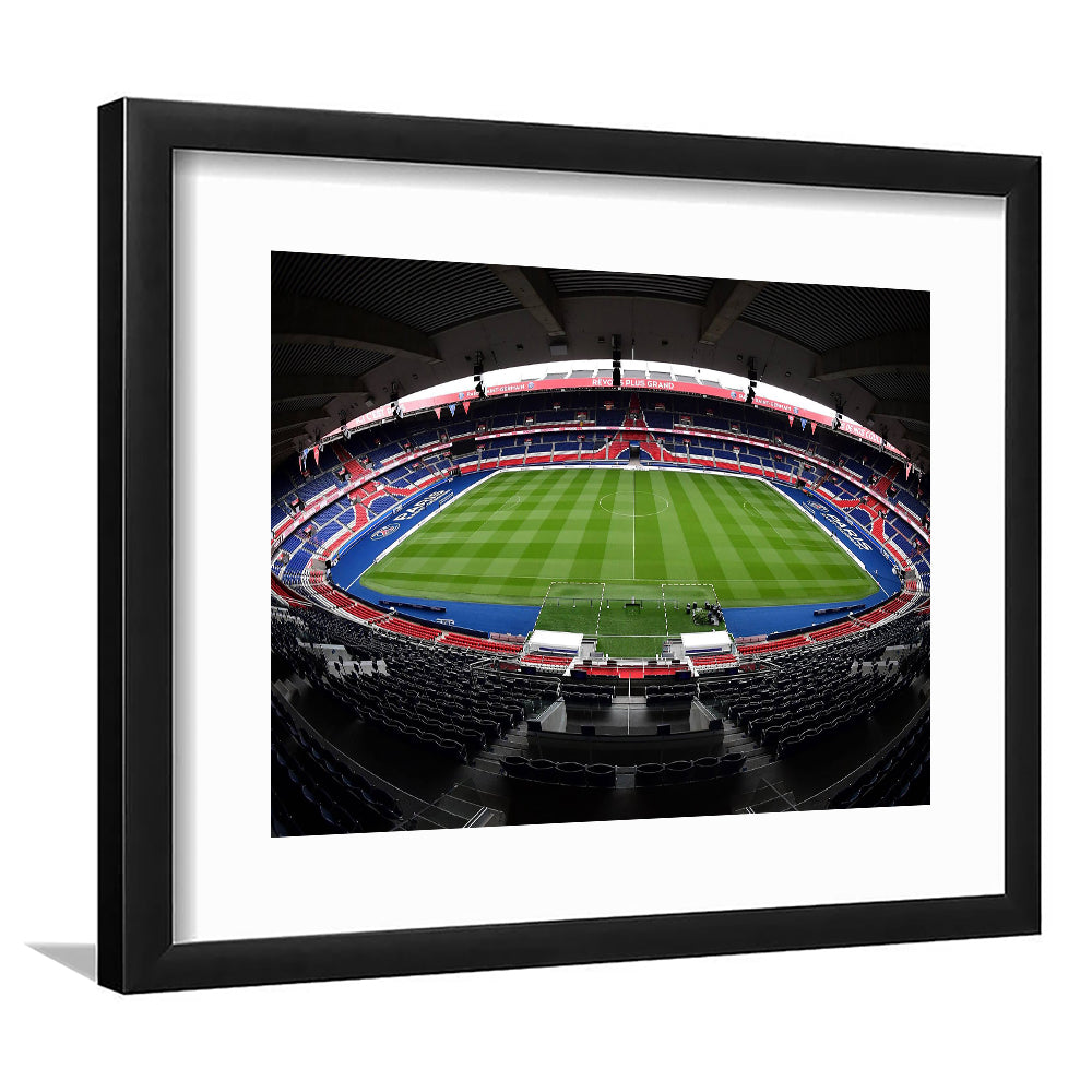 Le Parc des Princes stadium, Stadium Canvas, Sport Art, Gift for him, White Border Framed Art Print Wall Decor