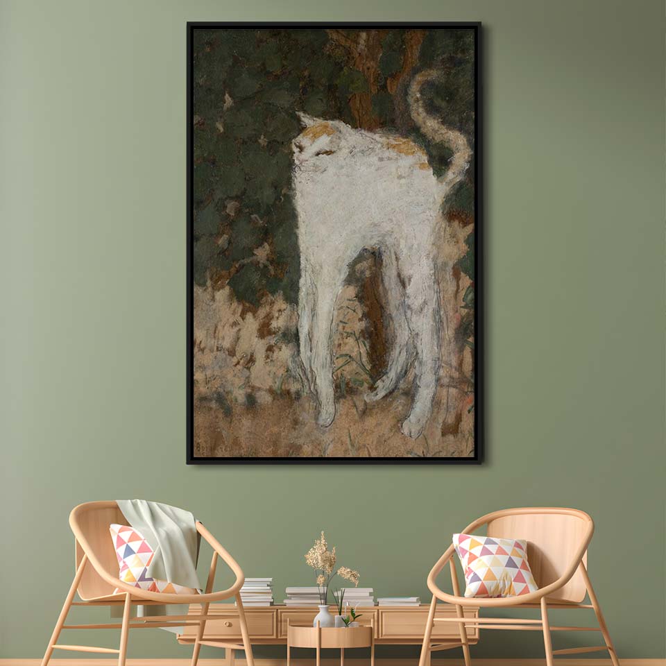 Le Chat Blanc 1894 By Pierre Bonnard Print, The White Cat Print, Framed Canvas Print, Floating Frame